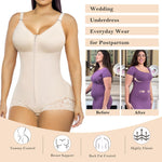 YIANNA Postpartum Fajas Colombianas Moldeadoras Full Body Shapewear Tummy Control for Women Body Shaper Girdles Compression Garment with Side Bust Pad, YA7510-Beige-XL