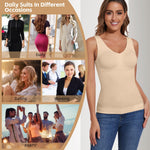 JOYSHAPER Women's Shapewear Tops Padded Bra Shapewear Tank V-Neck Cami Shaper Compression Tank Tops for Tummy Control Shapewear Camisole Nude M