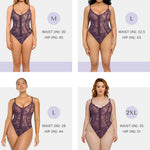 SHAPELLX Lace Bodysuit for Women Tummy Control Shapewear Body Suits One Piece Body Shaper Thongs L