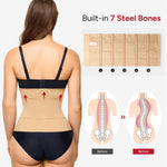 Nebility Waist Trainer for Women Corset Shapewear Tummy Control Segmented Waist Cincher Postpartum Faja Body Shaper with Adjustable Strap(Beige,XXX-Large)