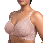 HSIA Minimizer Bras for Women Large Bust Full Coverage Lace Plus Size Bra - Mermaid Scales Dark Pink