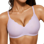 Popilush Wireless Bras for Women No Underwire Seamless Bralettes Everyday Comfort Tshirt Padded Bra Purple