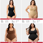 Nebility Women's 2 Piece Bodysuit Shapewear Tummy Control Seamless Round Neck Body Shaper Tank Top BodySuit(Black 2pk,X-Small-Small)