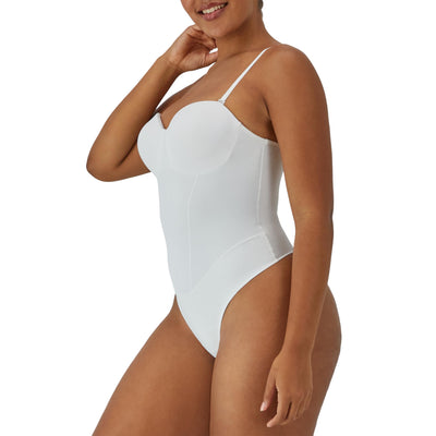 Maidenform Women's Tummy Shaping Thong Bodysuit, Multiway Thong Shaper, Firm Control