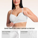 FeelinGirl Wireless White Bras for Women No Underwire Seamless Push Up Bra Supportive Breathable T Shirt Bra with Padding Low Back Bra for Dress S
