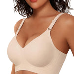 Gailife Women's Jelly Wireless Push Up Bras - Full Coverage Seamless T-Shirt Bra with Comfortable No Underwire Support, Skin, L