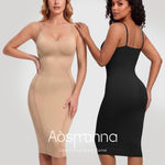 AOSIMANNA Full Body Shapewear Dress for Women - Tummy Control Body Shaper Slip with Adjustable Straps, Seamless Invisible Under Dress, Long Smoothing Slip for Wedding & Party, Nude, XL