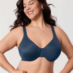 DELIMIRA Women's Minimizer Bra Plus Size Underwire Smooth Full Coverage Seamless Bras Sargasso 34DD