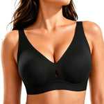 Popilush Wireless Seamless Bralette for Women, No Underwire Soft Support Bras, Breathable Smooth Comfort Everyday Summer Wear,Black,34B/32C/32D
