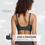 Seamless Wireless Bra for Women with Support - No Underwire Full Coverage Push Up Comfort Bras - Back Fat Smoothing No Wire Bralette for Womens - Padded Soft Lift Bralettes(Black,L)