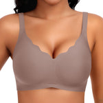 Seamless Jelly Sewn in Padded Bras for Women No Underwire Full Coverage Supportive Bralettes Everyday Soft Gel Bra(A1# Coffee(Pure),X-Large)