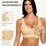 FeelinGirl Front Closure Bra Post Op Bra with Adjustable Straps for Breast Reductions Augmentation Mastectomy Bra Beige S