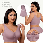 FeelinGirl Compression Bra Post Surgery Mastectomy Bra Front Closure Surgical Bra Breast Augmentation Post Op Purple