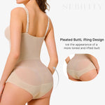 Nebility Shapewear Bodysuit for Women Tummy Control Waist Trainer Backless Body Shaper V-Neck with Built in Bra(Beige,Small)