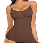 FeelinGirl Women Shapewear Compression Tummy Control Tank Top Plus Size Shaping Camisole V-neck Cami Bra Brown XXL