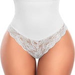 Werena Thong Shapewear Tummy Control for Women Mid Waist Body Shaper Underwear Lace Shaping Thongs Slimming Girdle Panties