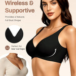 Gailife Deep V Jelly Bras for Women No Underwire Wireless Seamless Push Up Bra Comfort Support Plunge Bralette Full Coverage -BK,L Black