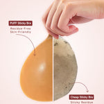 PUFF BODY Sticky Bra for Women, Adhesive Bra Push Up for Backless Dress, Strapless Invisible Silicone Bra Cups, Cleavage Lift Nipple Covers (A Cup, Beige)