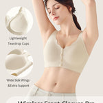Gailife Jelly Front Closure Bras for Women Wireless No Underwire Comfort Convenient Seamless Supportive Mastectomy Bralettes, White, L