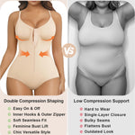 SHAPERX Women's Shapewear Bodysuit Tummy Control Seamless Zip-Up Body Shaper Waist Defining Body Suit,SZ5861-Beige-L/XL