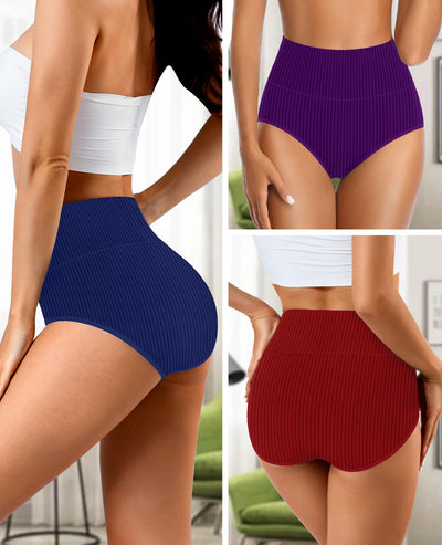 OPIBOO Plus Size High Waisted Womens Cotton Underwear Tummy Control Postpartum Essentials Panties Stretch Comfortable Briefs MultiPack Multicolored