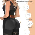 YIANNA Fajas Colombianas Shapewear for Women Tummy Control Full Body Shaper Butt Lifter with Zipper Crotch, YA7275-Black-L