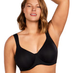 HSIA Bras for Women Minimizer Full Coverage, Plus Size T Shirt Unlined Underwire Smooth Bra, Seamless Cups Joan Ultimate Soft Black