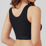 BRABIC Front Closure Post Surgical Compression Everyday Bra for Women Mastectomy with Removable Breast Support Band Black