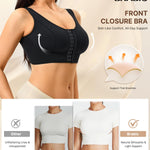 BRABIC Front Closure Compression Bras for Women Post Surgery Wireless Surgery Sleep Bra(Black, Small)