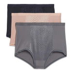Warner's womens Blissful Benefits By Warner's Tummy Smoothing Brief Panties Multipack Underwear, Stone/Toasted Almond/Black, X-Large US