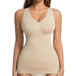 ONEW Compression Tank Tops for Women Shapewear Tummy Control Seamless Body shaper Deep V Neck Cami Shaper,Beige,Medium