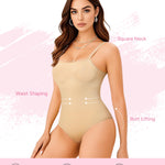 Irisnaya 2-Pack Bodysuits Shapewear for Women Tummy Control Shapewear - Square Neck Body Suit Slimming Body Shaper