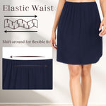 Wikoan Women's Half Slips Soft Modal Petticoat with Lace Trim Side Slit Slips for Under Dress,Navy Blue,3X-Large