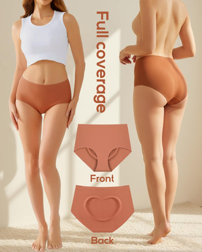ROSYCORAL High Waisted Seamless Underwear for Women Full Coverage Hiphugger High Rise Silky No Show Briefs Panties 6 Pack (M)