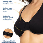 Fruit of the Loom Women's Unlined Underwire Bra - Cotton & Spandex Blend for Natural Shape and Flexibility, Blk/ White 86ck/ Grey Heather, 38DD
