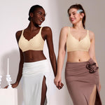 Wireless Jelly Comfortable Bras for Women Push Up Scalloped V Neck No Underwire Tshirt Bra Seamless Padded Bralettes(A1# Nude(Pure),XX-Large)