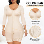 SHAPERX Women's Fajas Colombianas Shapewear Postpartum Tummy Control Arm Slimming Full Body Shaper with Zipper Crotch, SZ7503-Beige-L
