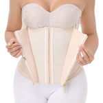 SHAPSHE Waist Trainer for Women Tummy Control Workout Sports Girdle Body Shaper with Zipper Hooks Beige XS