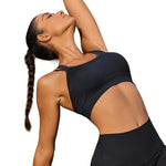 Sports Bras for Women HIigh Support, Criss-Cross Back Padded Strappy High Impact Sports Bras for Women Large Bust(0001_Black+White+Blue_M)