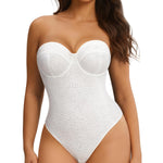 Nebility Strapless Shapewear for Women - Thong Bodysuit Tummy Control Lace Corset Tops Underwire with Removable Strap