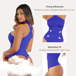 Lover-Beauty Body Suits for Women Tummy Control Shapewear Criss Cross Halter Top Bodysuit Thong Body Suit Blue Bodysuit