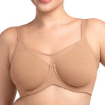 HSIA Minimizer Bras for Women Plus Size, Full Coverage Coolcomfort T Shirt Unlined Bra with Underwire for Heavy Breast, Dark Beige with Floral Print 38DDD