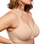 HSIA Bras for Women Minimizer Full Coverage, Plus Size T Shirt Unlined Underwire Smooth Bra, Seamless Cups Joan Ultimate Soft Light Beige