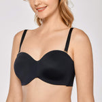 DELIMIRA Women's Strapless Bra Unlined Underwire Minimizer Plus Size Support Black 36D