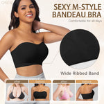 ONEW Strapless Bras for Women Non-Slip Silicone Bandeau Bra Seamless Wireless Tube Top Bralette,Black,Small