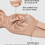 DELIMIRA Women's Strapless Bra Unlined Underwire Minimizer Plus Size Support Natural 36D