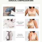 FeelinGirl Compression Bras for Women Post Surgery Front Closure Surgical Bra Wirefree Beige Small