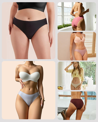 FINETOO 6 Pack Women’s Seamless Hipster Underwear No Show Panties Invisibles Briefs Soft Stretch Bikini Underwears XS-XXL(M)