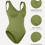Lover-Beuaty Seamless Shapewear Bodysuits for Women Tummy Control Body Suit V Neck Seamless Body Shaper Black
