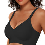 Gailife Women's Jelly Wireless Push Up Bras - Full Coverage Seamless T-Shirt Bra with Comfortable No Underwire Support, Black, XXL